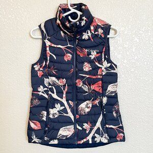 Columbia Women’s White Out Puffer Vest XS Floral Omni-Heat Full Zip Insulated